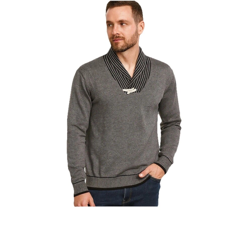 Coofandy SHAWL collared toggle detail pullover GRAY sweater XL